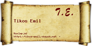 Tikos Emil névjegykártya
